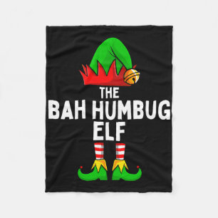 Bah Humbug Elf Matching Family Christmas Fleece Blanket