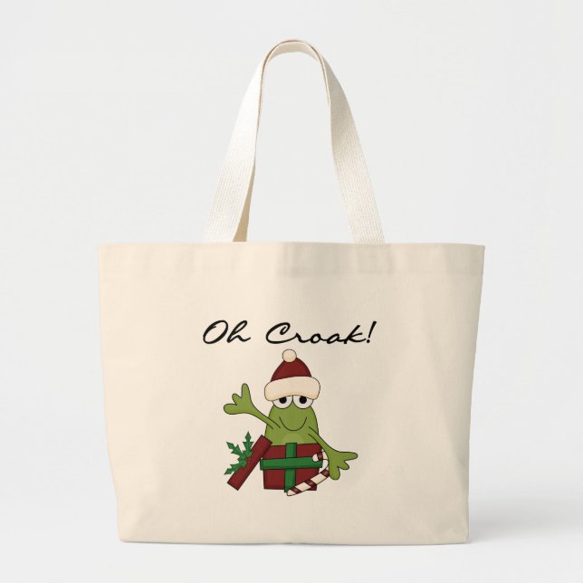 Bah Humbug Frog Christmas Tshirts and Gifts Large Tote Bag (Front)