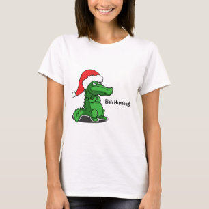 Bah Humbug! Fun, Alligator with Santa hat T-Shirt