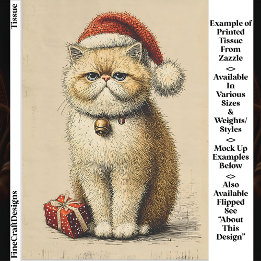 Bah Humbug Grumpy Christmas Cat EA9L Decoupage Tissue Paper