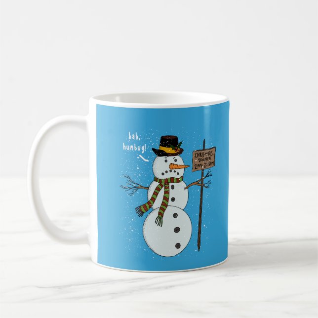 Bah Humbug Grumpy Christmas Snowman Introvert Coffee Mug (Left)