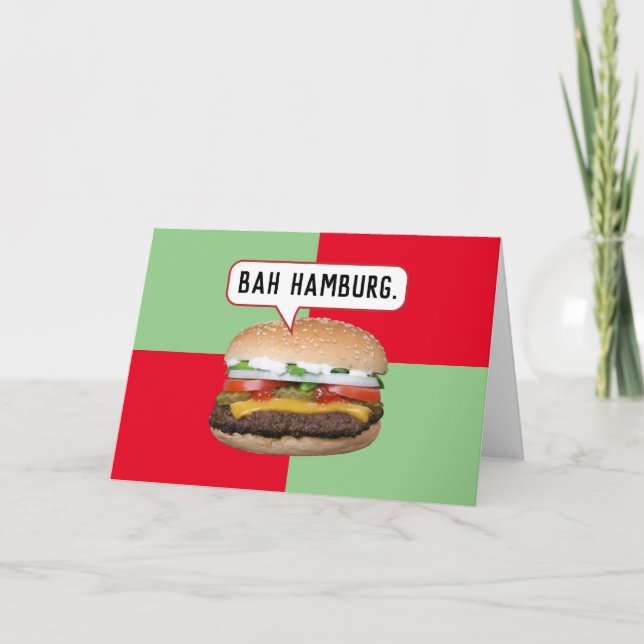 Bah Humbug Hamburger Funny Christmas Card (Front)