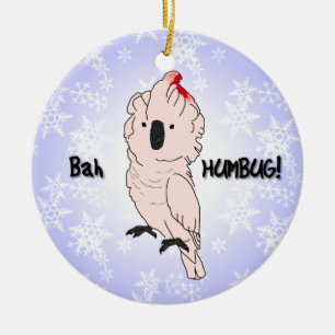 Bah Humbug Moluccan Cockatoo Christmas Ornament