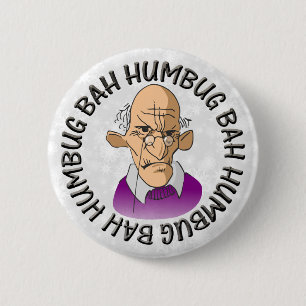 Bah Humbug Old Man 6 Cm Round Badge