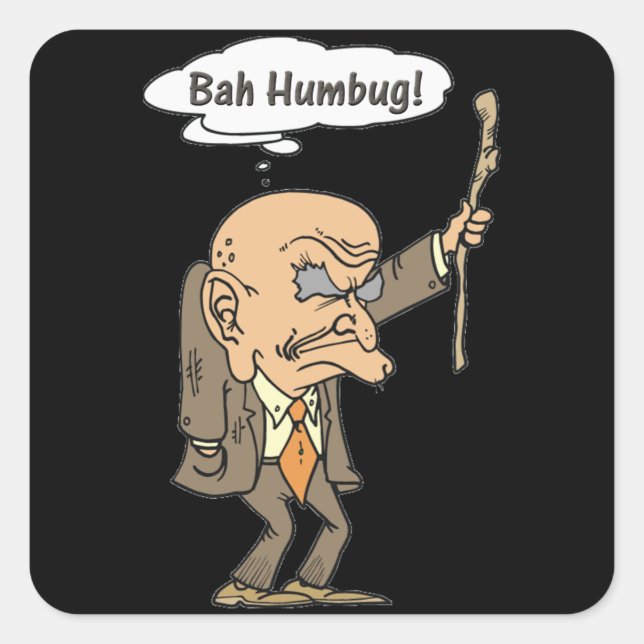 Bah Humbug Old Man Square Sticker (Front)