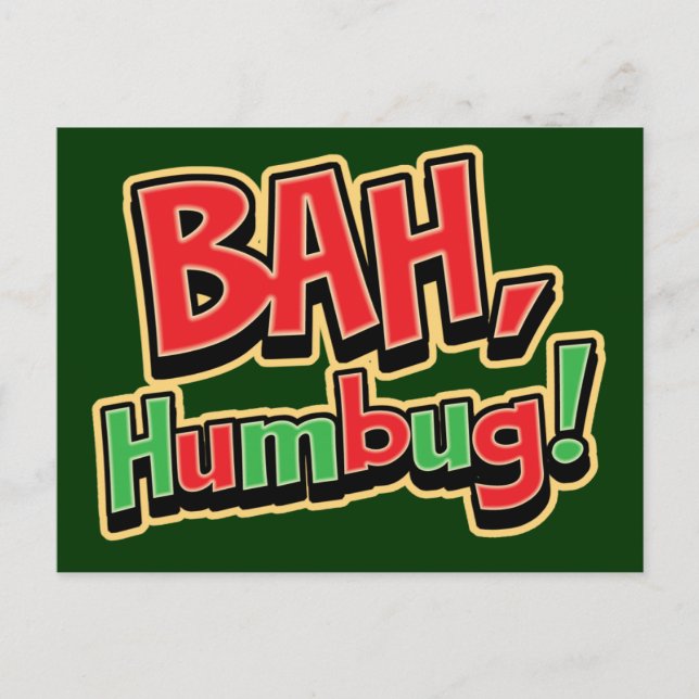 Bah Humbug Postcard - Dark Background (Front)