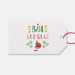 Bah Humbug Red Green and Yellow Humourous Gift Tags
