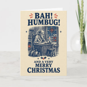 Bah Humbug Scrooge Christmas Vintage Woodcut Card