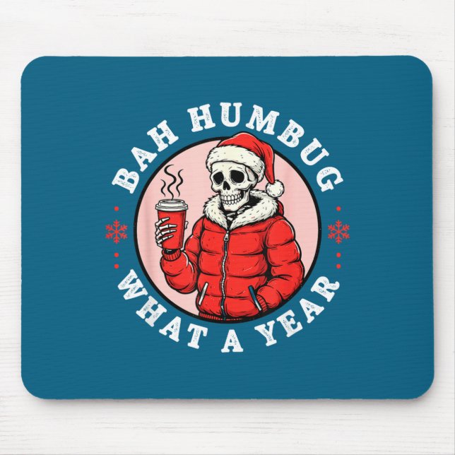 Bah Humbug Skull Hat Santa's Candy Christmas Pajam Mouse Pad (Front)