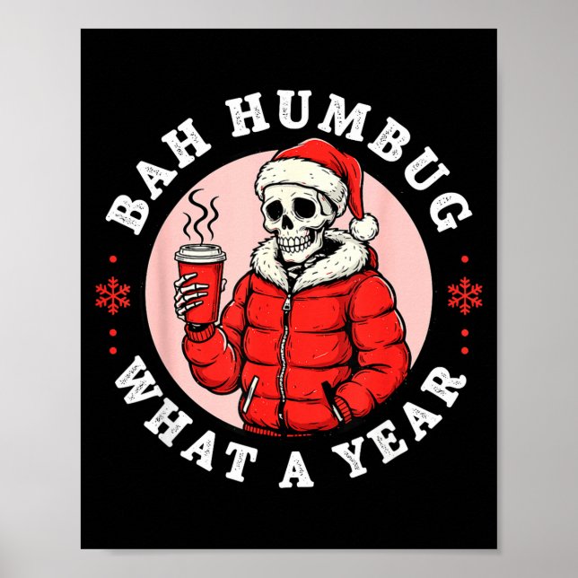 Bah Humbug Skull Hat Santa's Candy Christmas Pajam Poster (Front)