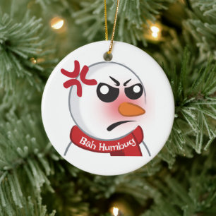 Bah Humbug Snowman Ceramic Ornament