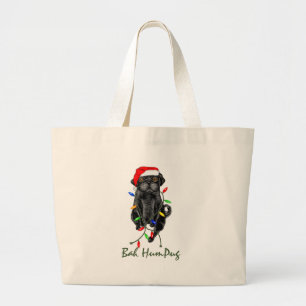 Bah HumPug Black Pug Totebag Large Tote Bag
