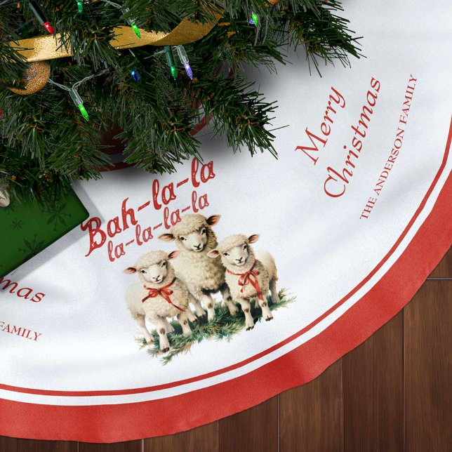 Bah La La Cute Retro Christmas Sheep Brushed Polyester Tree Skirt (Creator Uploaded)