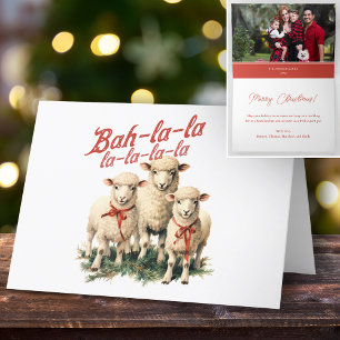 Bah La La Cute Retro Christmas Sheep Holiday Card