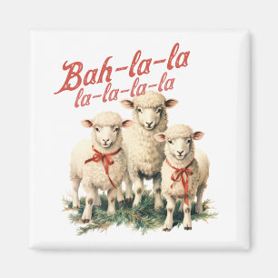 Bah La La Cute Retro Christmas Sheep Magnet