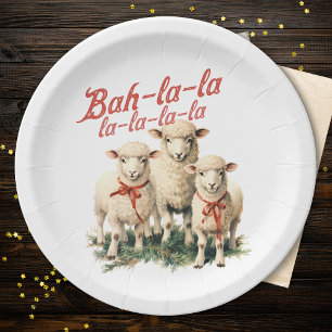 Bah La La Cute Retro Christmas Sheep Paper Plate