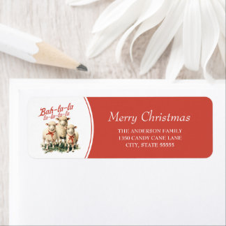 Bah La La Cute Retro Christmas Sheep Return Address Label