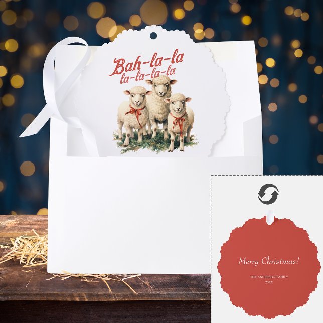 Bah La La Cute Retro Christmas Sheep Tree Decoration Card (Creator Uploaded)