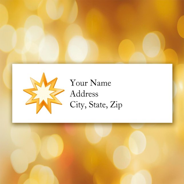 Baha'i Mini 3.0" x 1.0" Business Card (Gold nine pointed star, symbol of the Baha’i faith. Customize with your name or organization.)