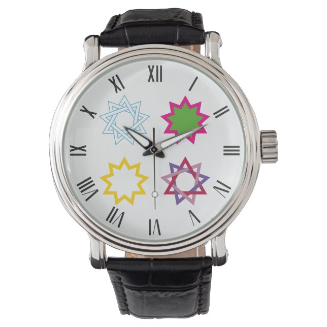Bahai nine pointed star 4 multicolor options watch (Front)