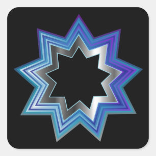 Bahai Religion Symbol- Nine pointed star Square Sticker