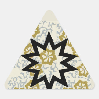Baha'i Star on Gold and Silver Background Triangle Sticker