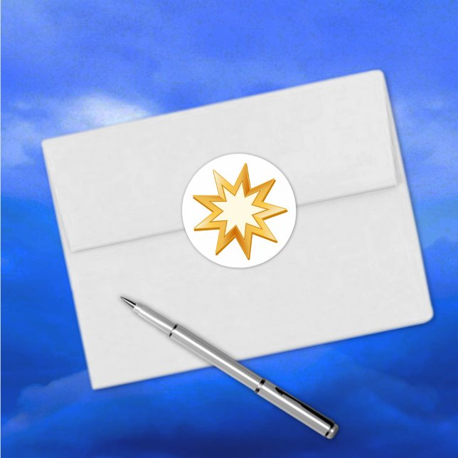 Baha'i Sticker (Gold nine pointed star, symbol of the Baha’i faith sticker.)