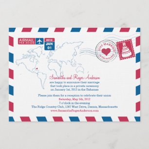 Bahama Air Mail Post Wedding Reception Invitation