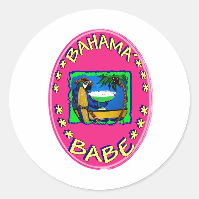 Bahama Babe Classic Round Sticker (Front)