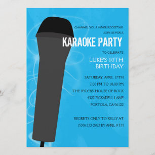 Bahama Blue Rock Out Karaoke Birthday Party Invitation