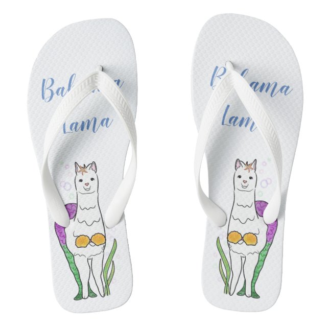 Bahama Llama Mermaid Thongs (Footbed)