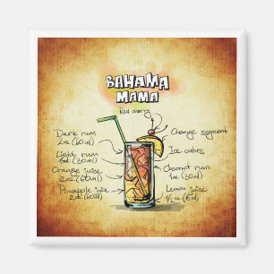 Bahama Mama Cocktail Recipe Magnet
