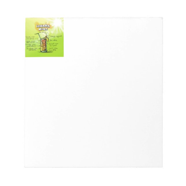 Bahama Mama Cocktail Recipe Notepad (Front)