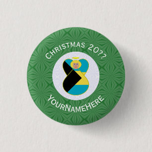 Bahaman Flag Blonde Angel Christmas Personalised 3 Cm Round Badge