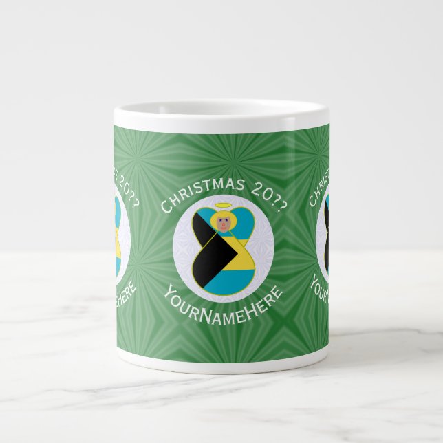 Bahaman Flag Blonde Angel Christmas Personalised  Large Coffee Mug (Front)