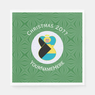 Bahaman Flag Blonde Angel Christmas Personalised  Napkin