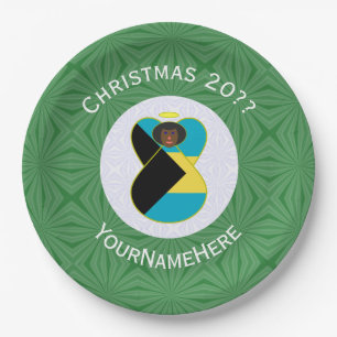 Bahaman Flag Dark Angel Christmas Personalised  Paper Plate