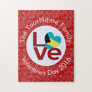 Bahamanian LOVE White on Red Jigsaw Puzzle