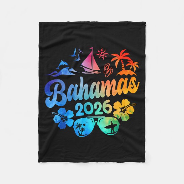 Bahamas 2026 Vacation Beach Tie Dye Trips Summer V Fleece Blanket (Front)