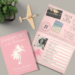 Bahamas 21ST Birthday Pink Passport Invitation<br><div class="desc">A fun 21ST Birthday Gift Surprise! Do you need a fun way to give a trip as a gift! Send a passport with all the information. I've included two photos I took on a vacation I had so you can keep those photos or add your own. COLORS WILL BE PRINTED...</div>