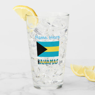Bahamas and Bahamian Flag Blue Personalisation Glass