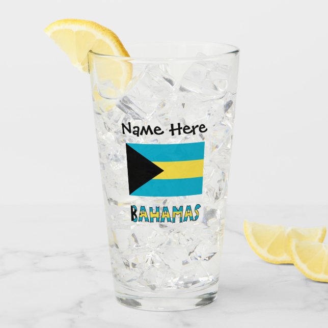 Bahamas and Bahamian Flag Personalised  Glass (Front Ice)