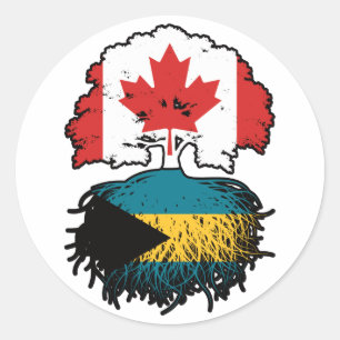 Bahamas Bahamian Canadian Canada Tree Roots Flag Classic Round Sticker