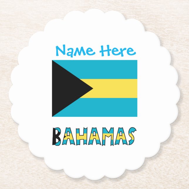 Bahamas Bahamian Flag Blue Personalisation Party Paper Coaster (Front)