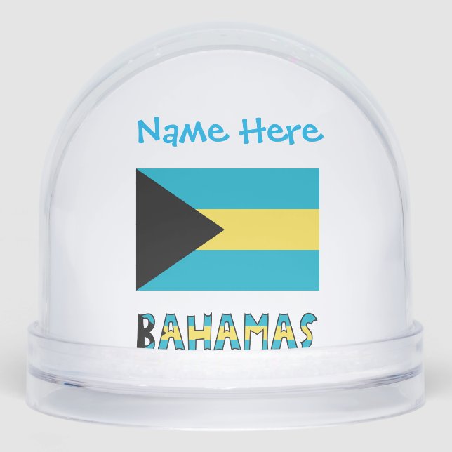 Bahamas Bahamian Flag Blue Personalisation  Snowglobe (Front)
