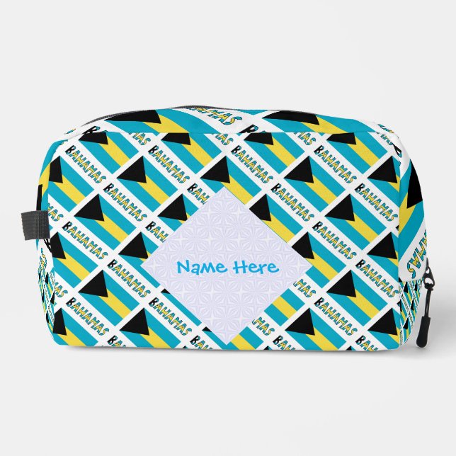 Bahamas Bahamian Flag Tiled Blue Personalisation Dopp Kit (Front)