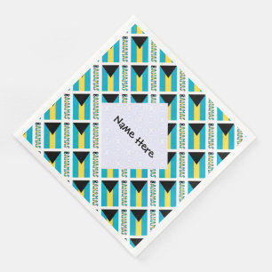Bahamas Bahamian Flag Tiled Personalised Name Napkin