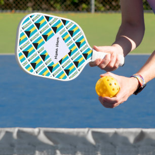 Bahamas Bahamian Flag Tiled Pickleball Paddle