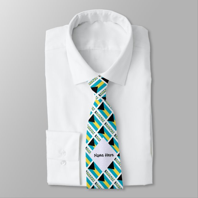 Bahamas Bahamian Flag Tiled Tie (Tied)