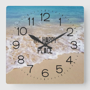 Bahamas Beach Ocean Surf Square Wall Clock